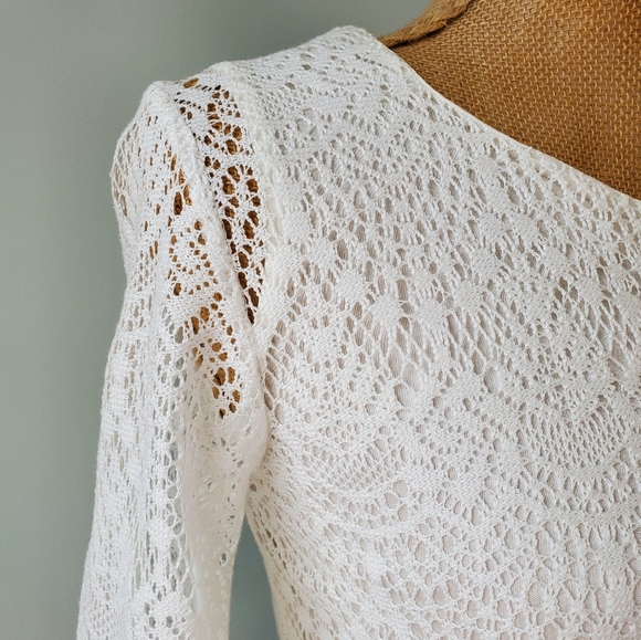 White Lace Dress/Tunic, Scallop Edge, H&M Sz 4 - Picture 2 of 6